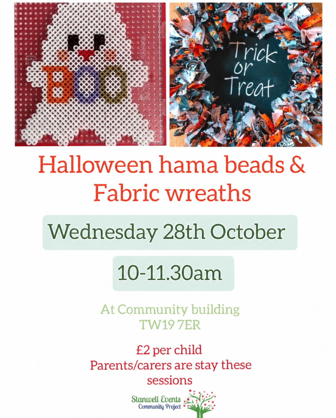 Halloween Hame beads and fabric wreaths